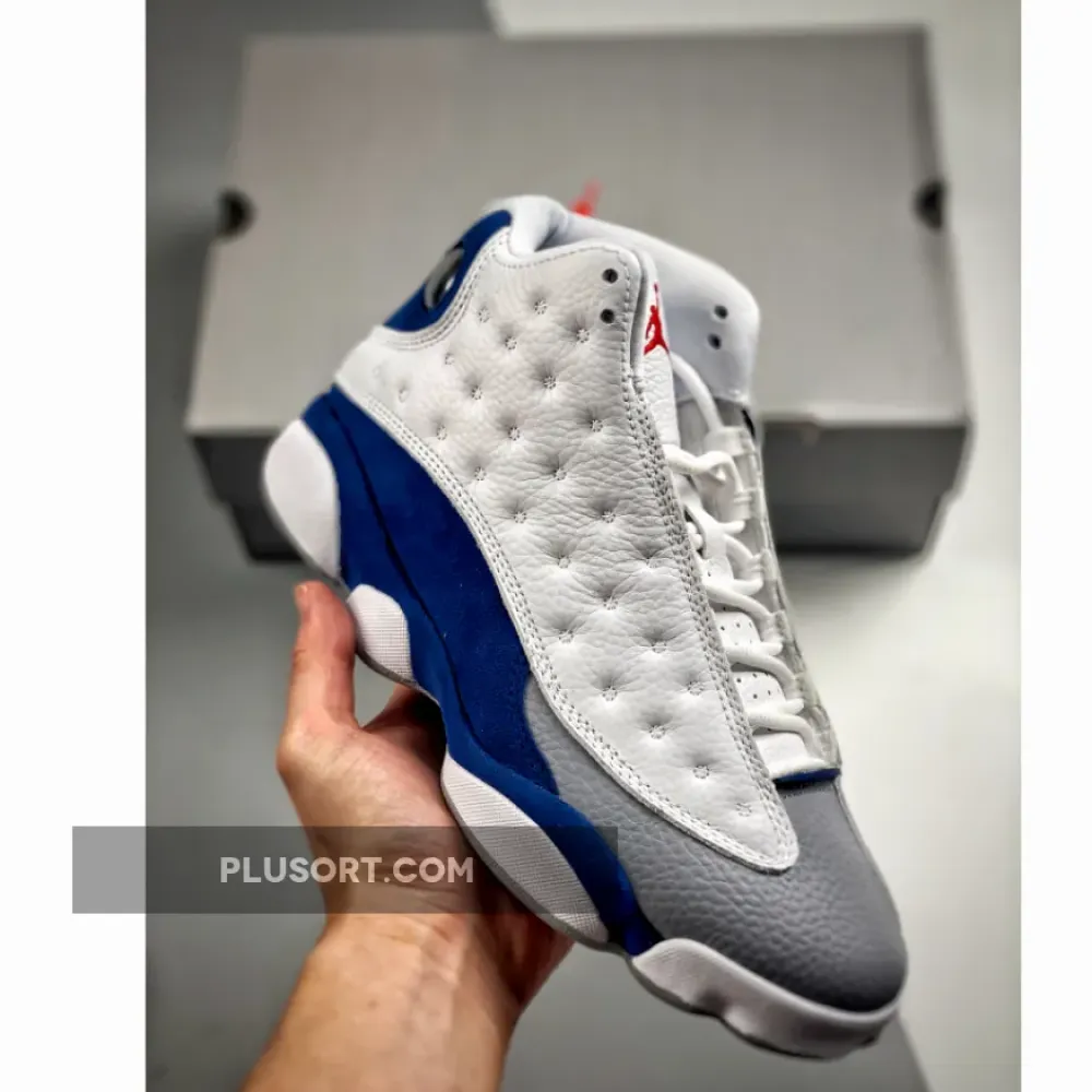 Air Jordan 13 White/Fire Red-French Blue-Light Steel Grey  414571-164