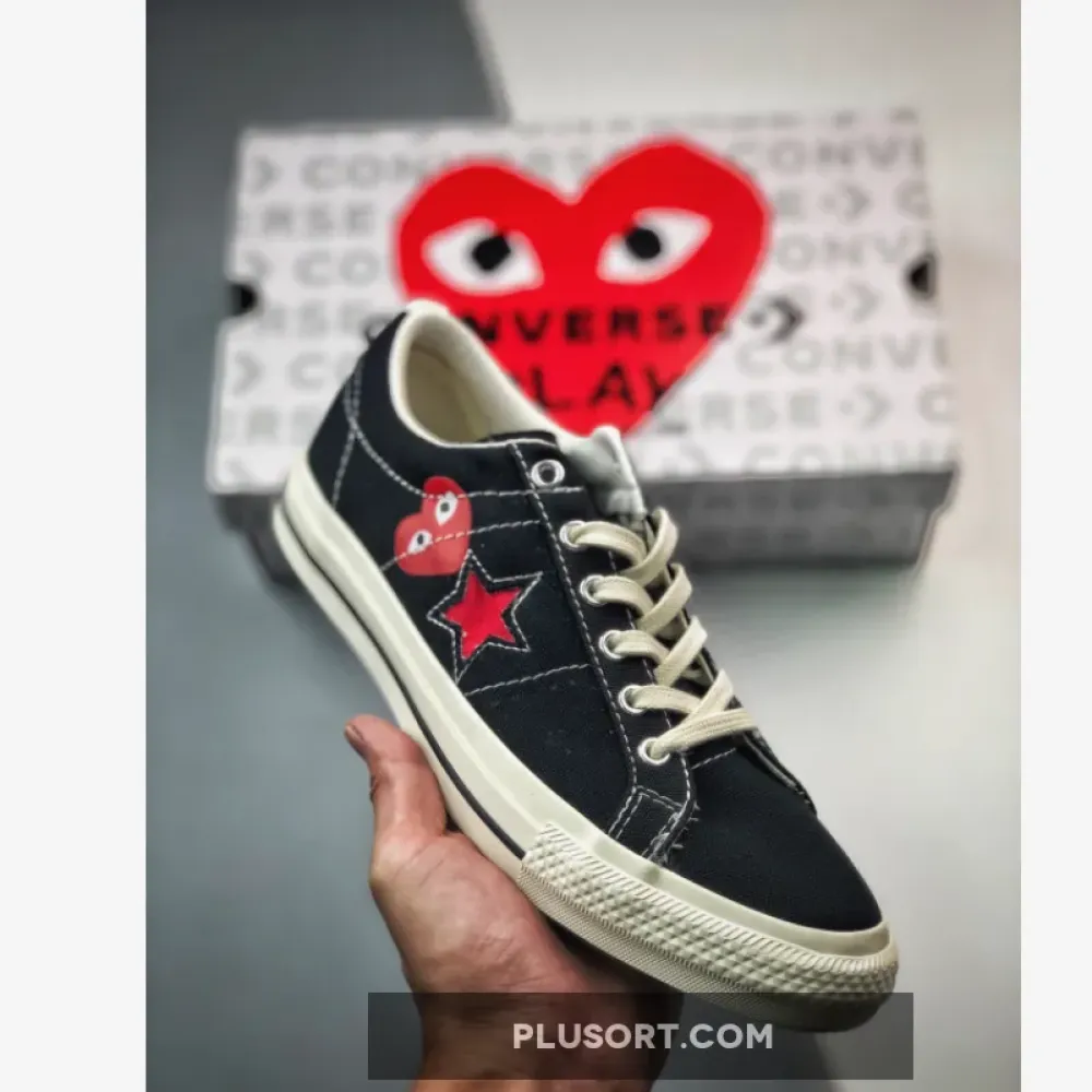 CDG PLAY x Converse One Star Low Black  A01791C