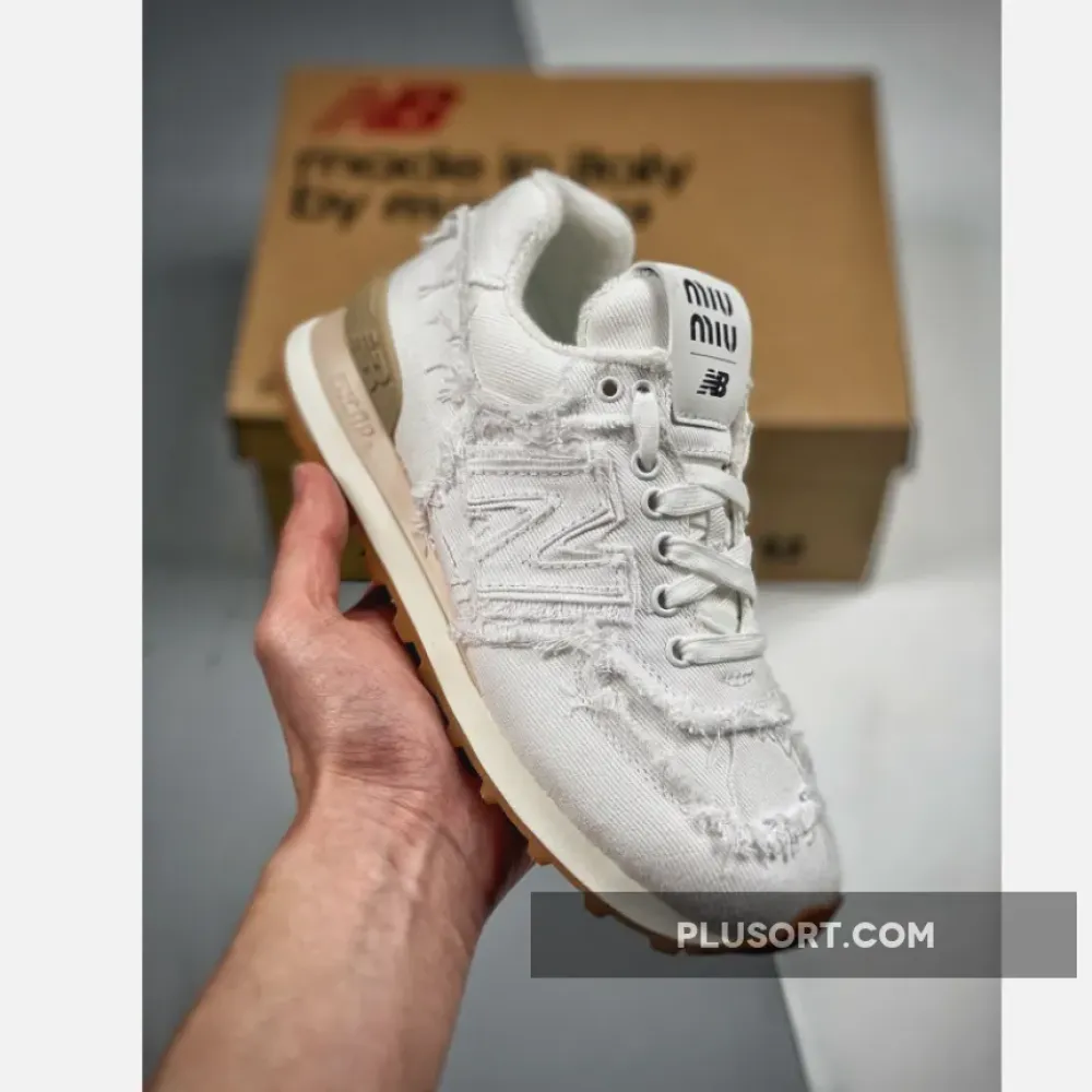 Miu Miu x New Balance 574 Denim White
