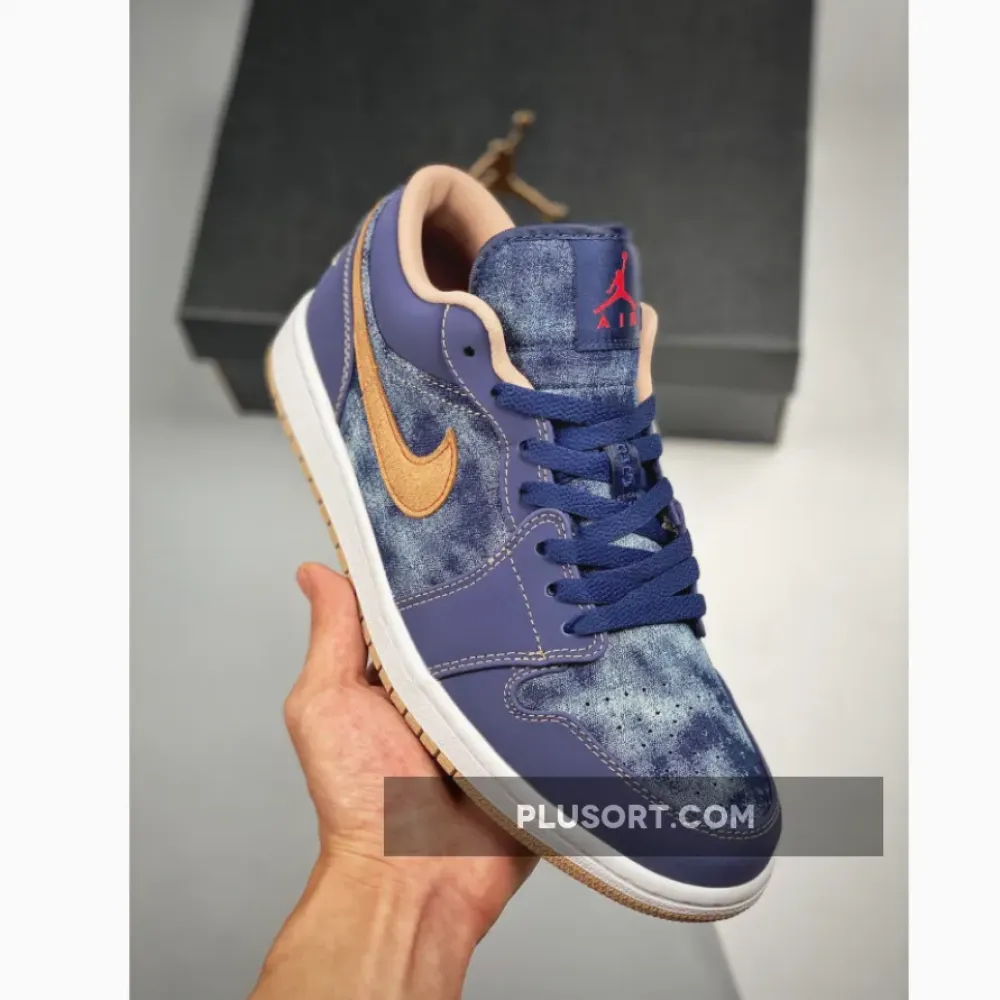 Air Jordan 1 Low “Denim” Midnight Navy/University Red-White-Hemp DH1259-400