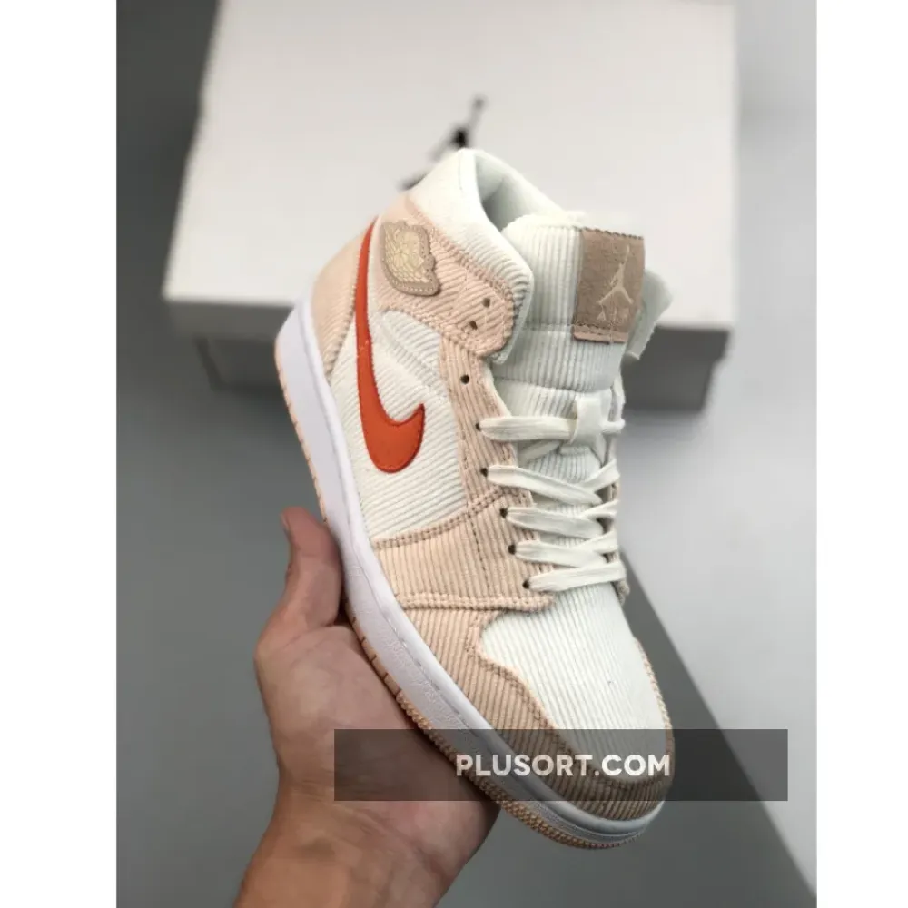 Air Jordan 1 Mid ‘Corduroy’ Sail/Orange Quartz DA8009-108