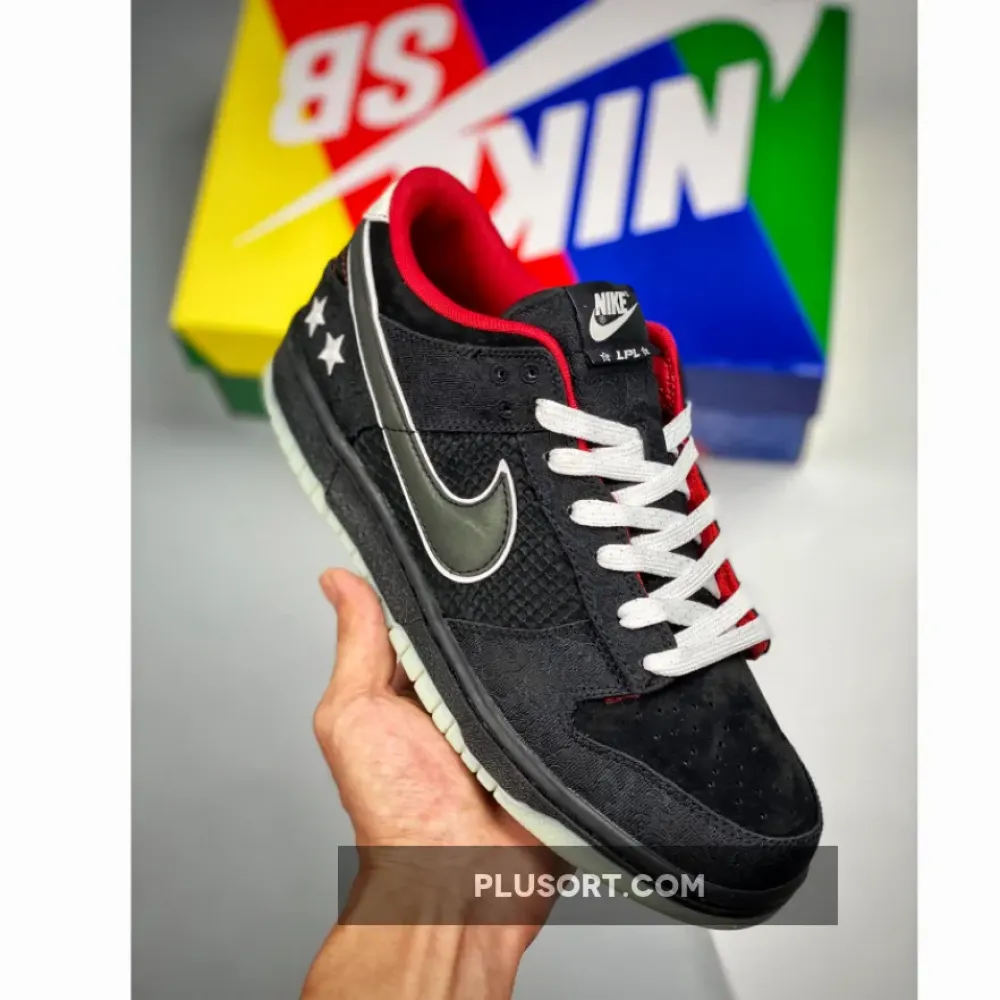 LPL x Nike Dunk Low Black/White-Bright Crimson DO2327-011