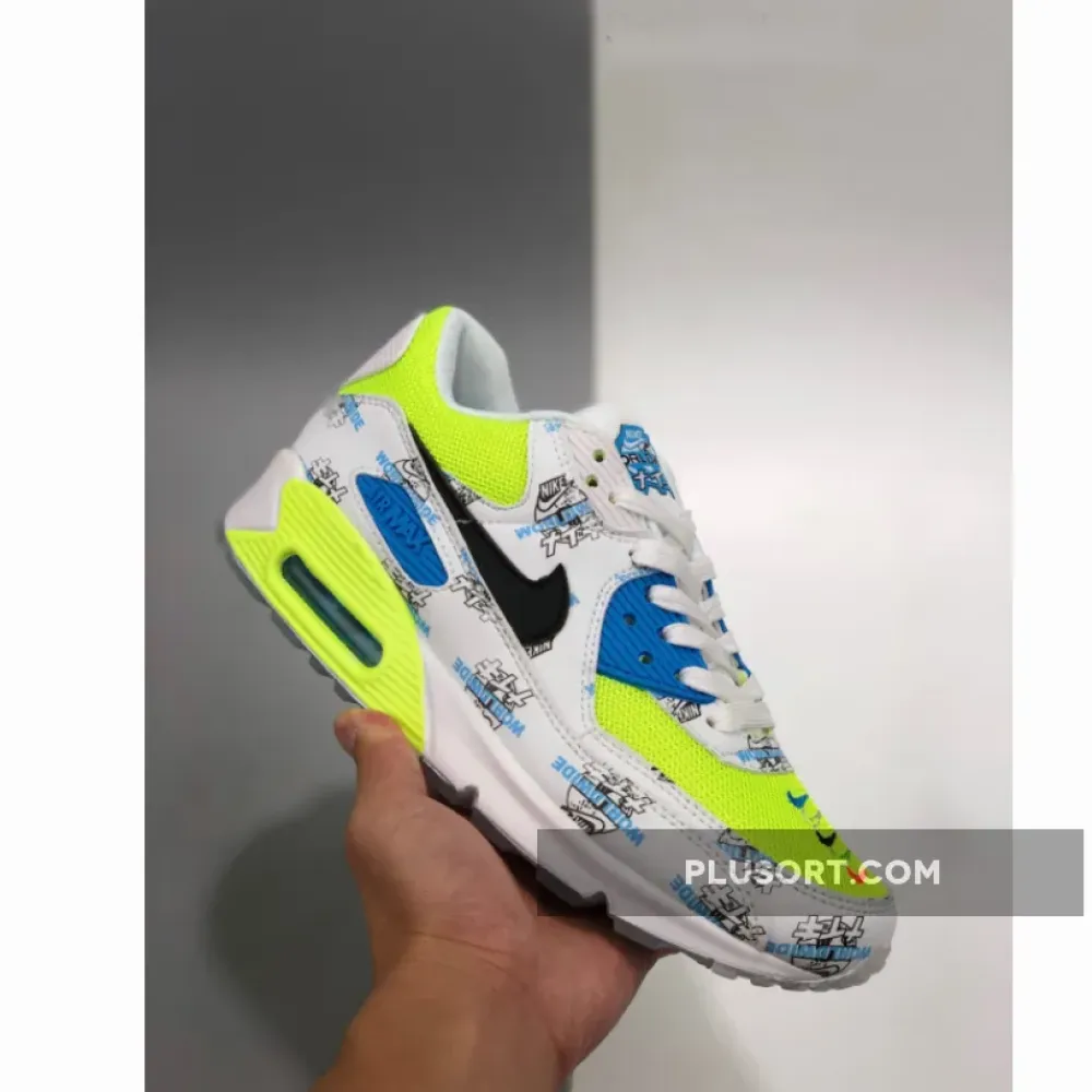 Nike Air Max 90 “Worldwide” White/White-Volt-Blue Fury DA1342-107
