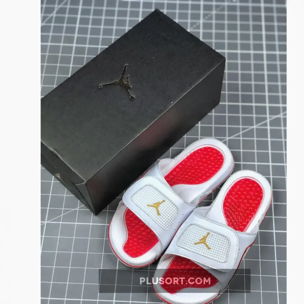 Air Jordan Hydro 13 White Red Gold