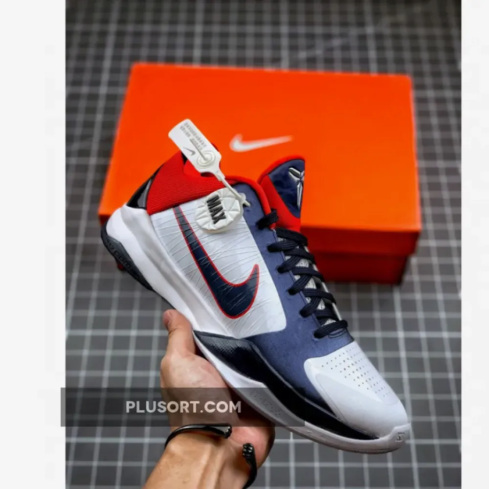 Nike Zoom Kobe 5 “USA” White/Obsidian-Sport Red 386430-103