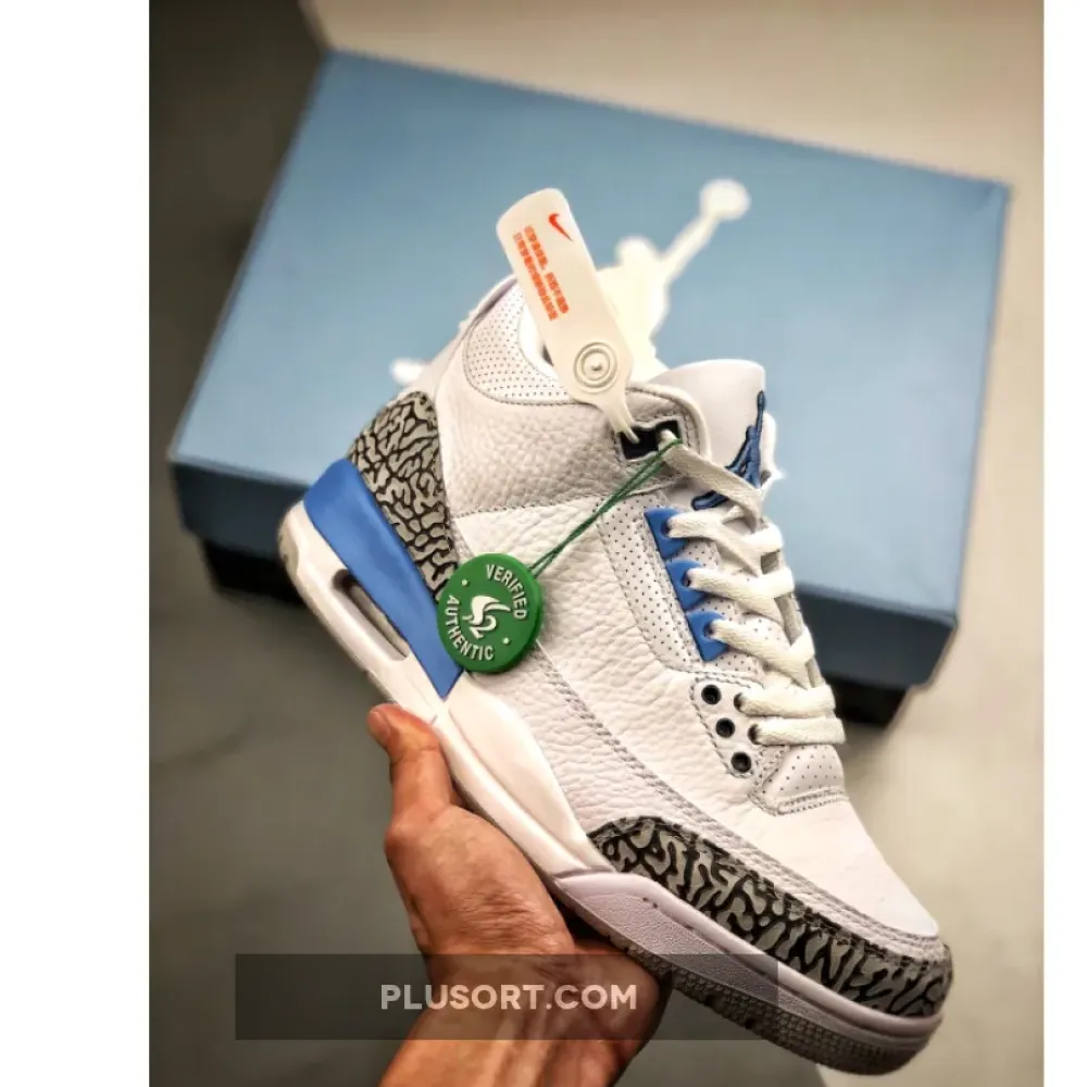 Air Jordan 3 “UNC” White/Valor Blue-Tech Grey  CT8532-104