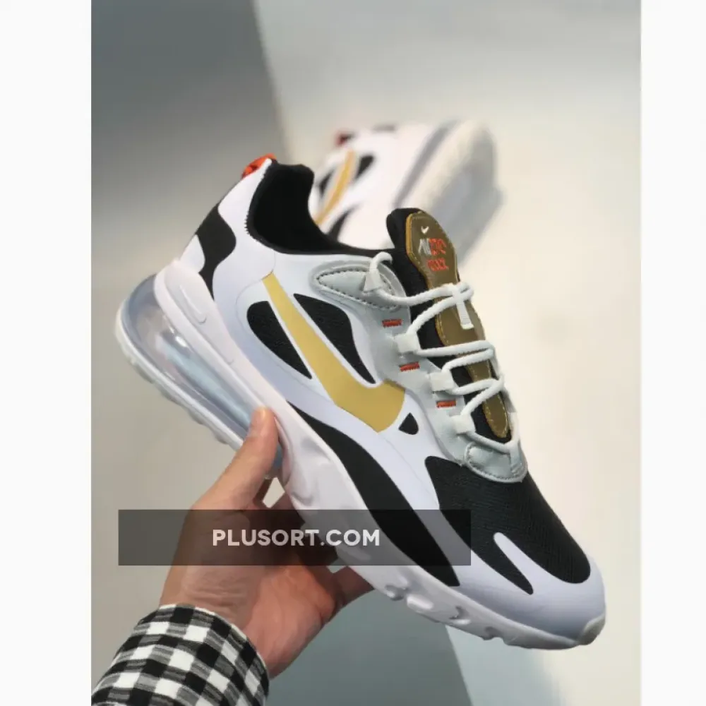 Nike Air Max 270 React Black/White-Metallic Gold CT3433-001