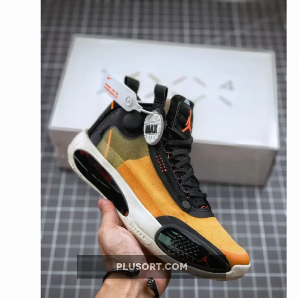 Air Jordan 34 Amber Rise/Black-Sail-Metallic Silver  AR3240-800
