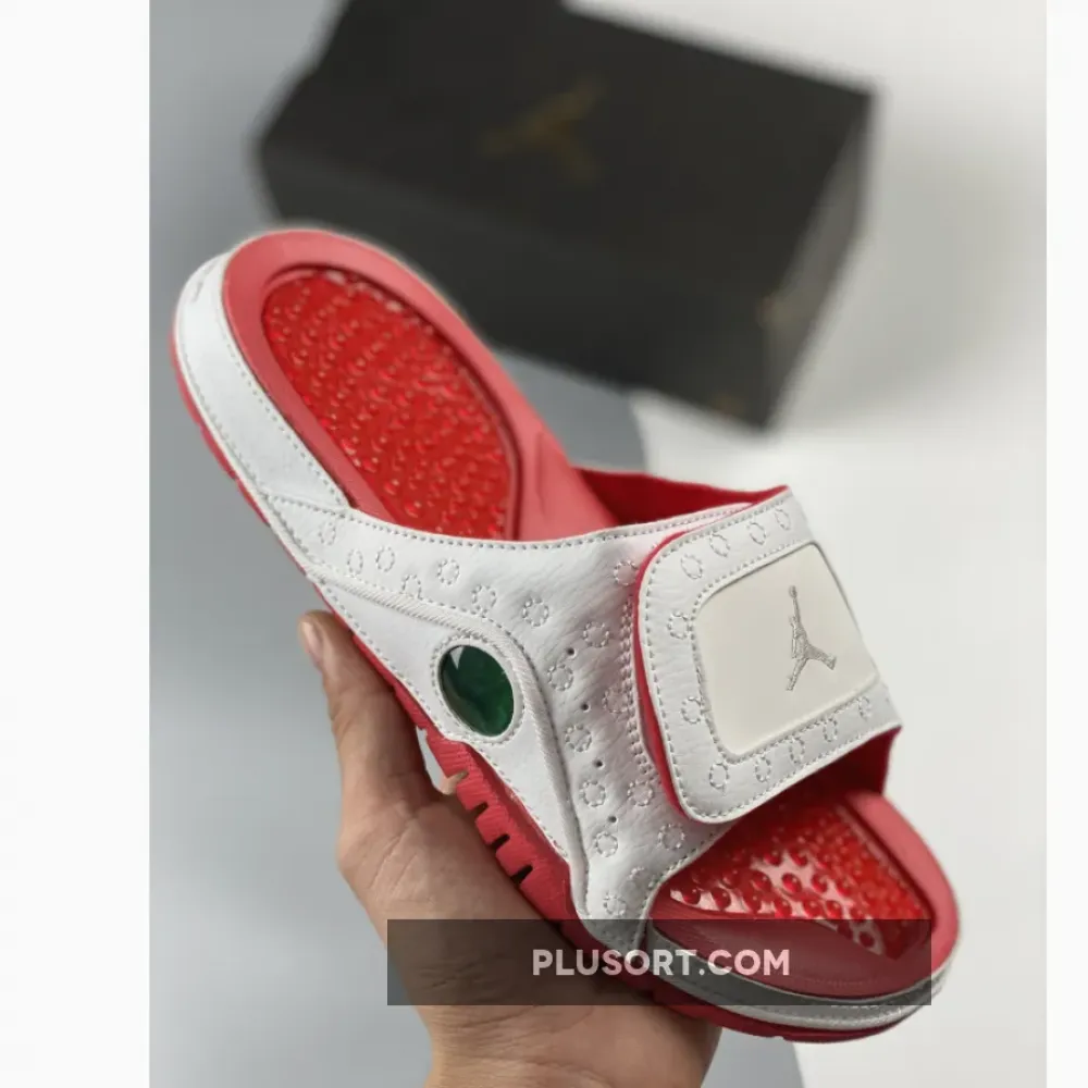 jordan hydro 13 slide white red  684915-121