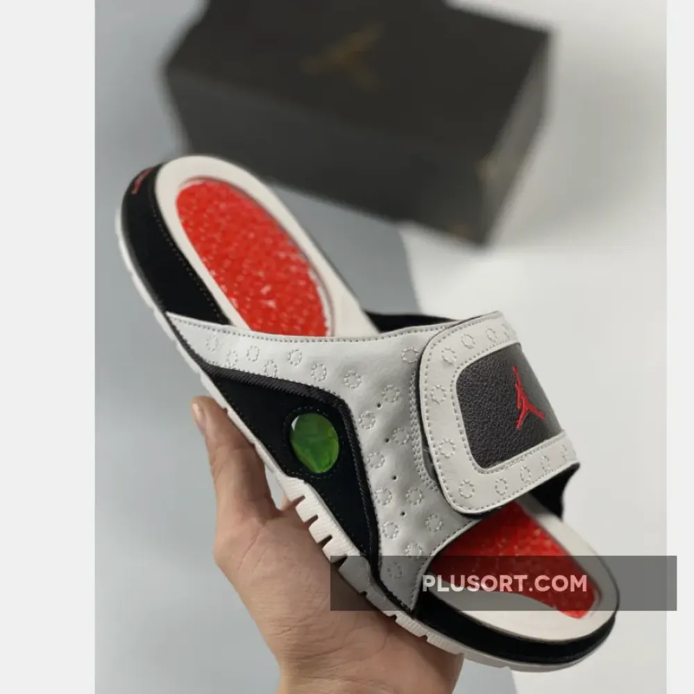jordan hydro 13 slide white red black  684915-106