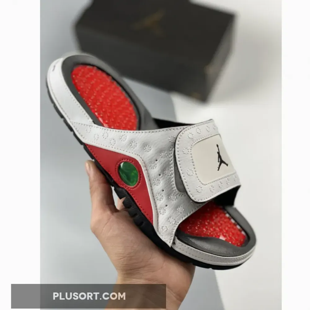jordan hydro 13 slide white/black-gym red 1681634317
