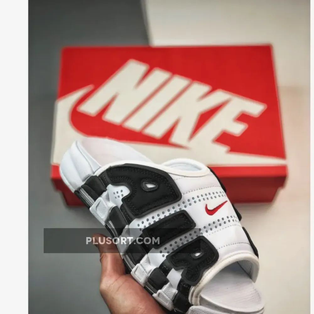 Nike Air More Uptempo Slide White Red Black  FB7815-100