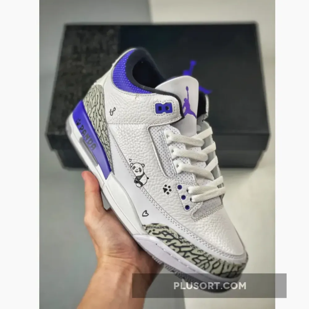 Panda x Air Jordan 3 White/Black-Dark Iris