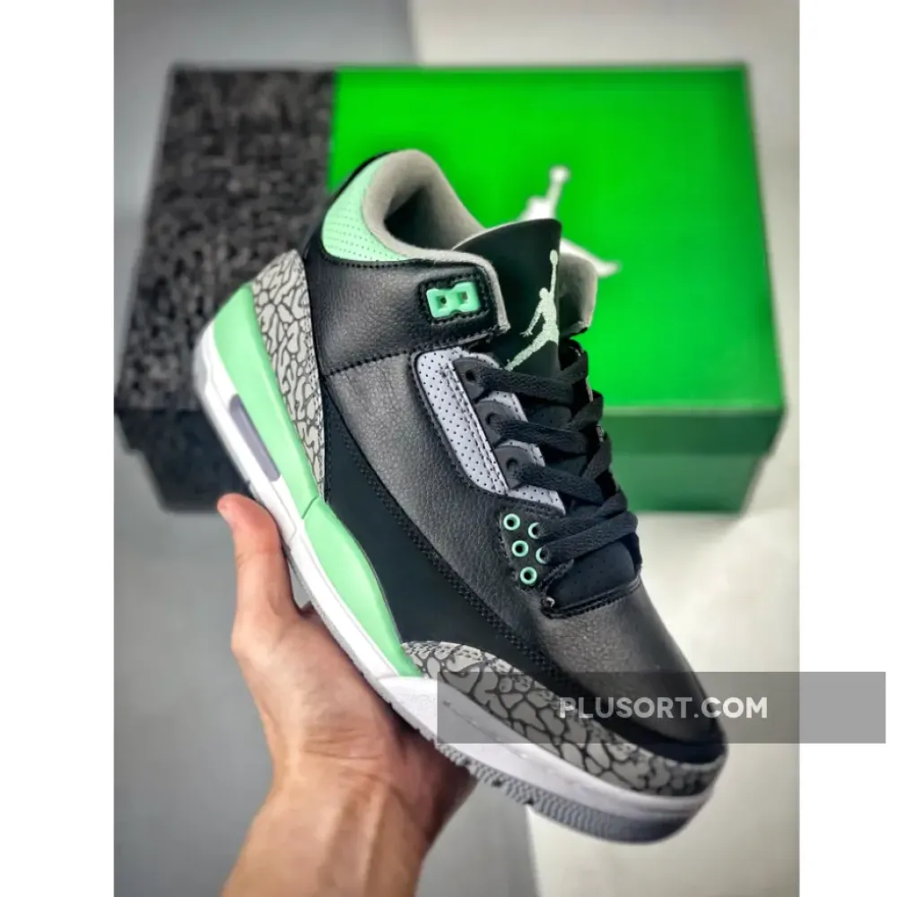 Air Jordan 3 Black/Green Glow-Wolf Grey-White  CT8532-031
