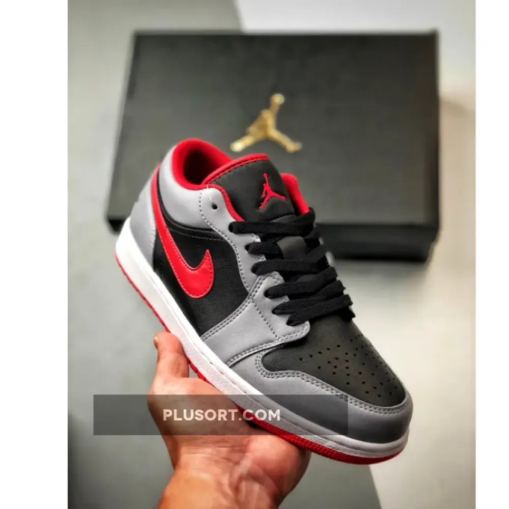 Air Jordan 1 Low Black Cement Grey Fire Red  553558-060