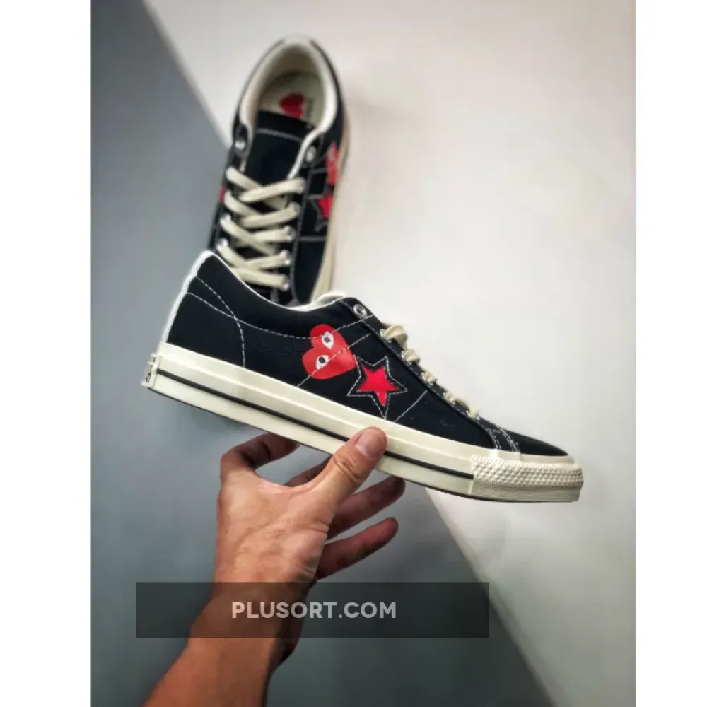 CDG PLAY x Converse One Star Low Black  A01791C
