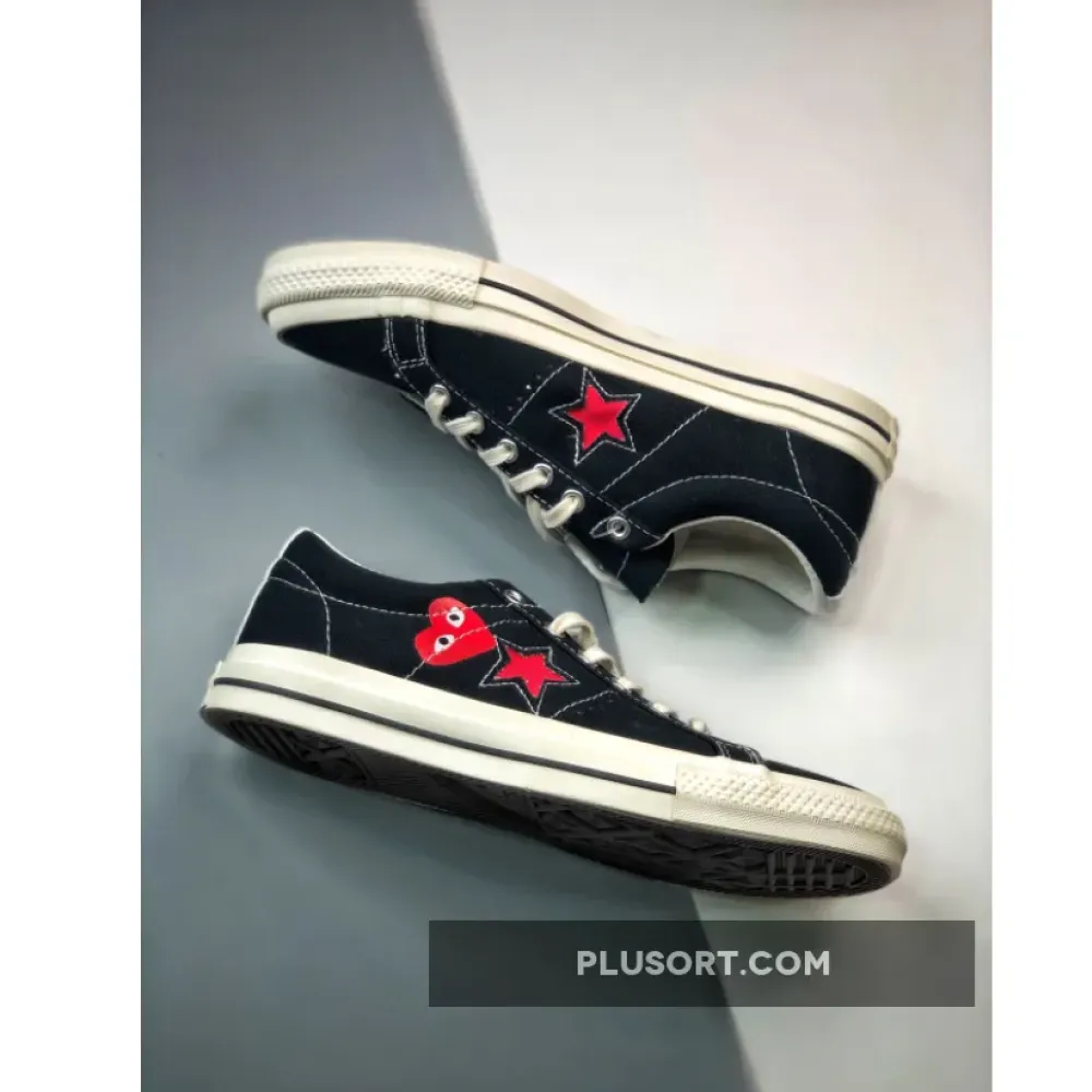 CDG PLAY x Converse One Star Low Black  A01791C
