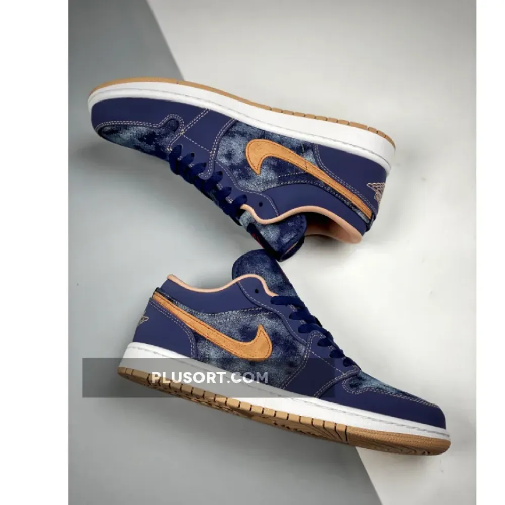 Air Jordan 1 Low “Denim” Midnight Navy/University Red-White-Hemp DH1259-400