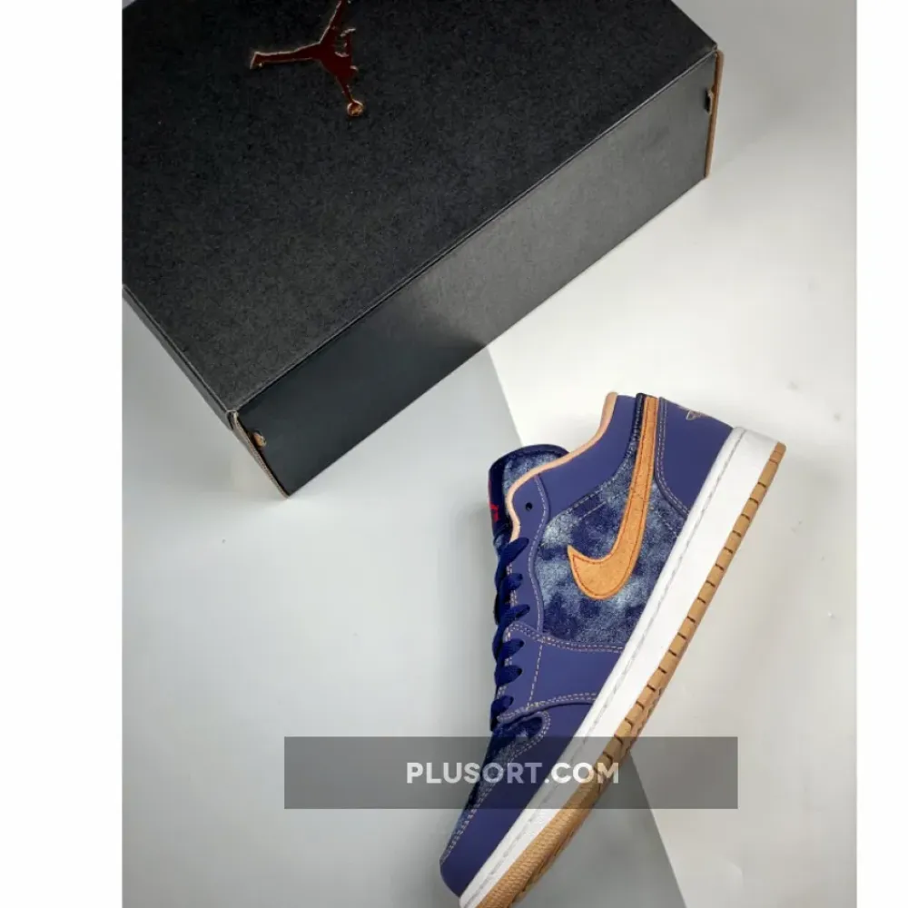 Air Jordan 1 Low “Denim” Midnight Navy/University Red-White-Hemp DH1259-400
