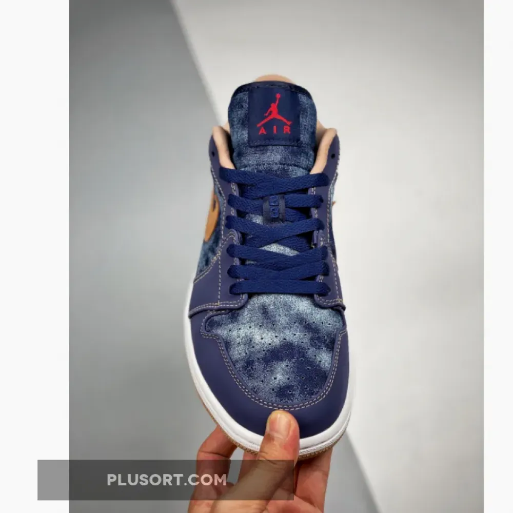 Air Jordan 1 Low “Denim” Midnight Navy/University Red-White-Hemp DH1259-400