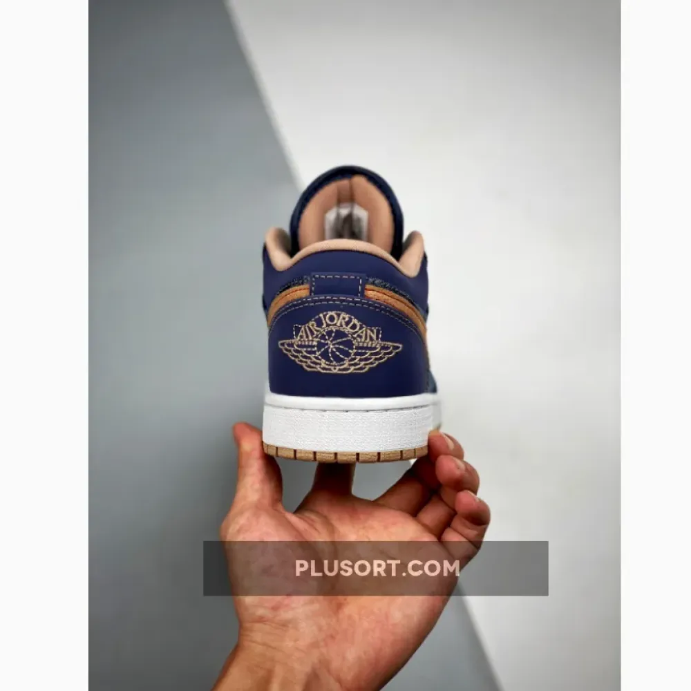 Air Jordan 1 Low “Denim” Midnight Navy/University Red-White-Hemp DH1259-400