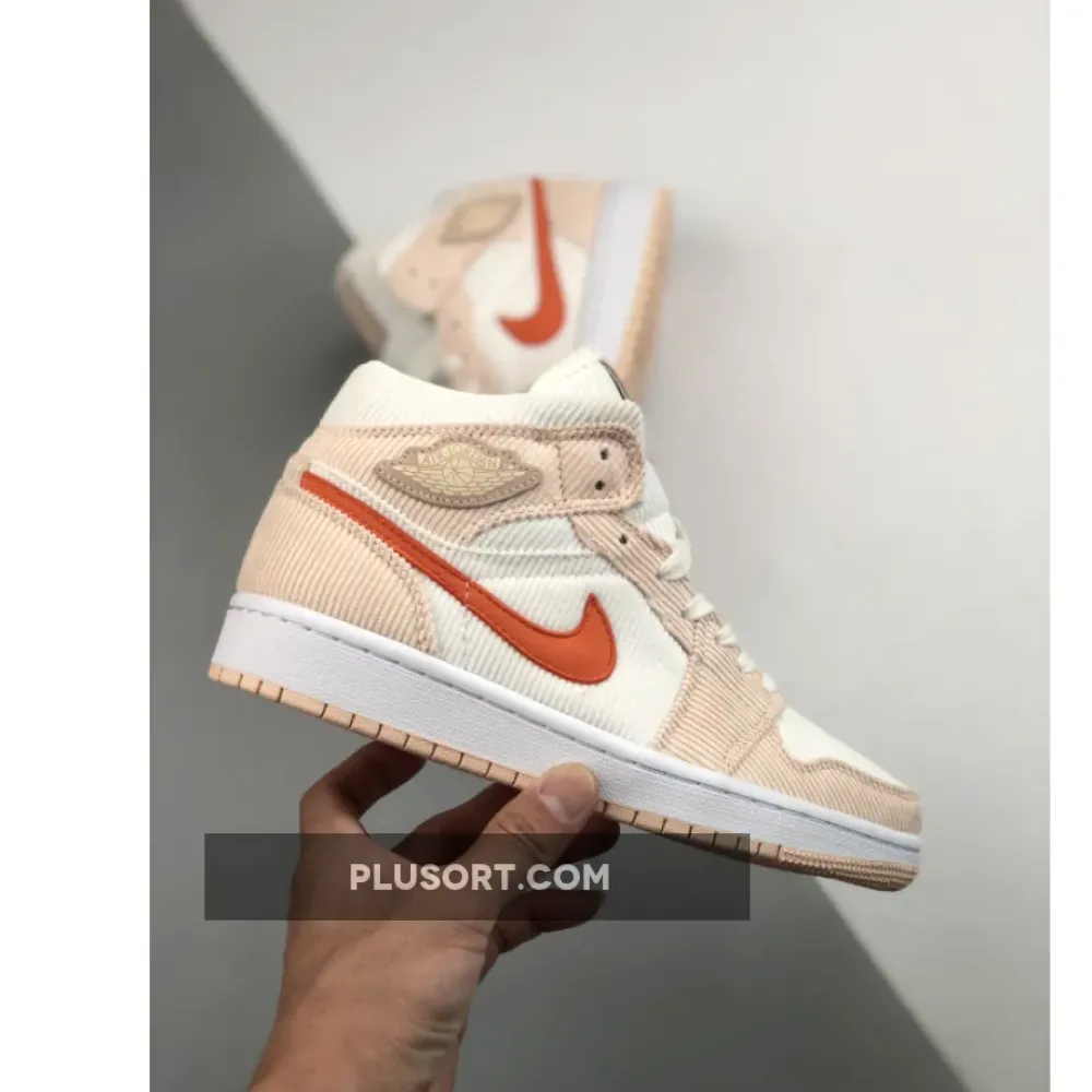 Air Jordan 1 Mid ‘Corduroy’ Sail/Orange Quartz DA8009-108