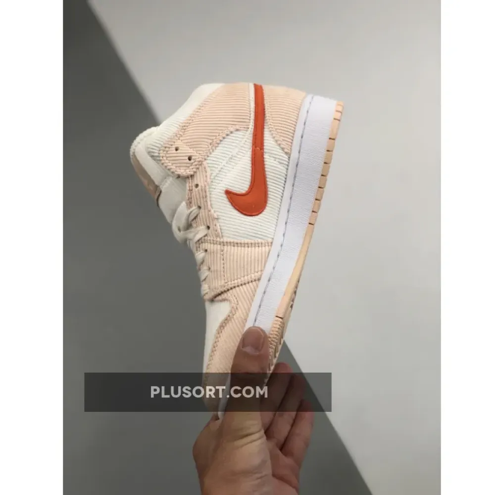 Air Jordan 1 Mid ‘Corduroy’ Sail/Orange Quartz DA8009-108