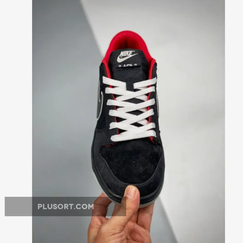 LPL x Nike Dunk Low Black/White-Bright Crimson DO2327-011