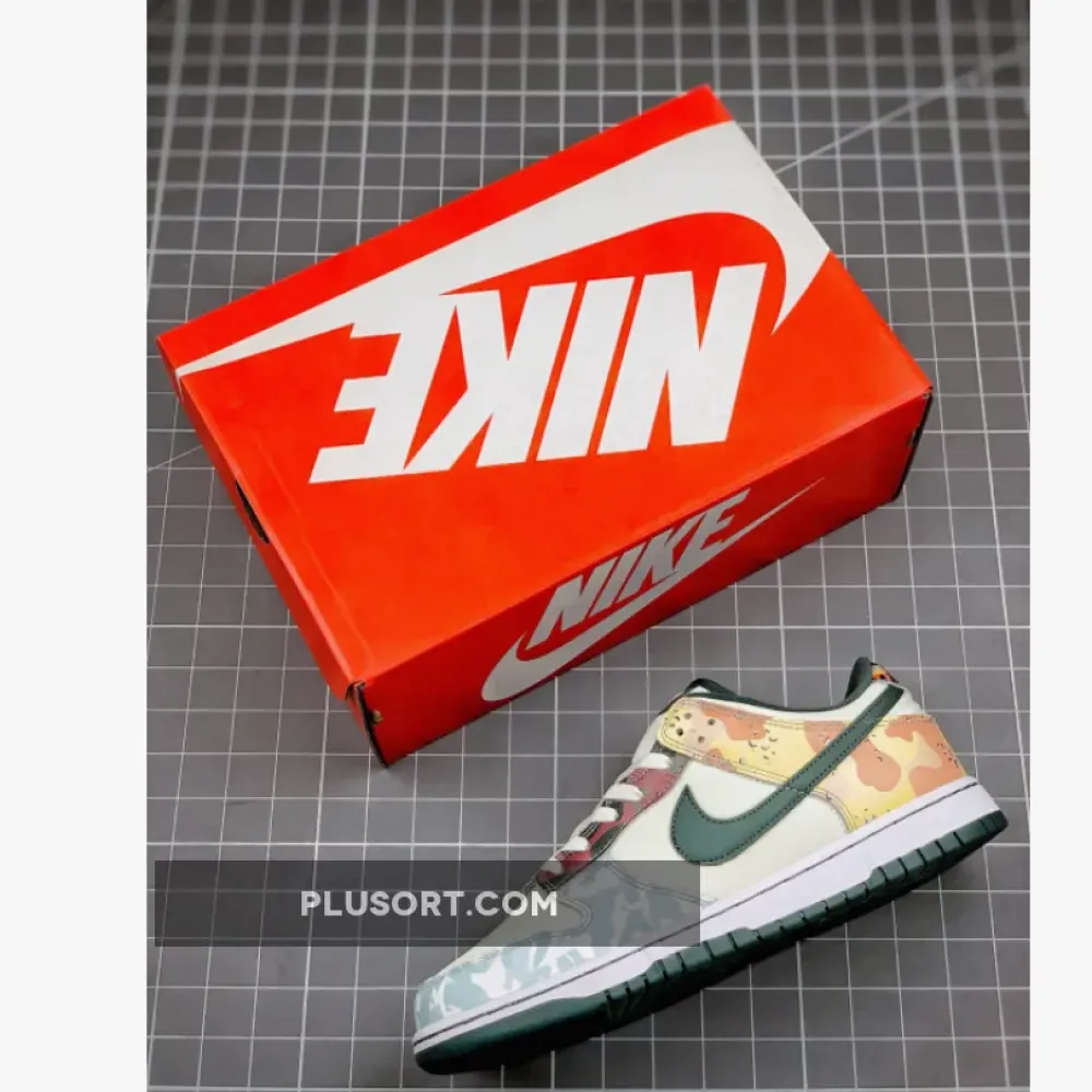 Nike Dunk Low SE ‘Multi Camo’ Sail/Vintage Green-Total Orange DH0957-100