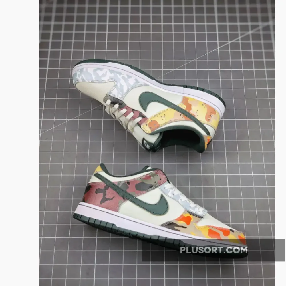 Nike Dunk Low SE ‘Multi Camo’ Sail/Vintage Green-Total Orange DH0957-100