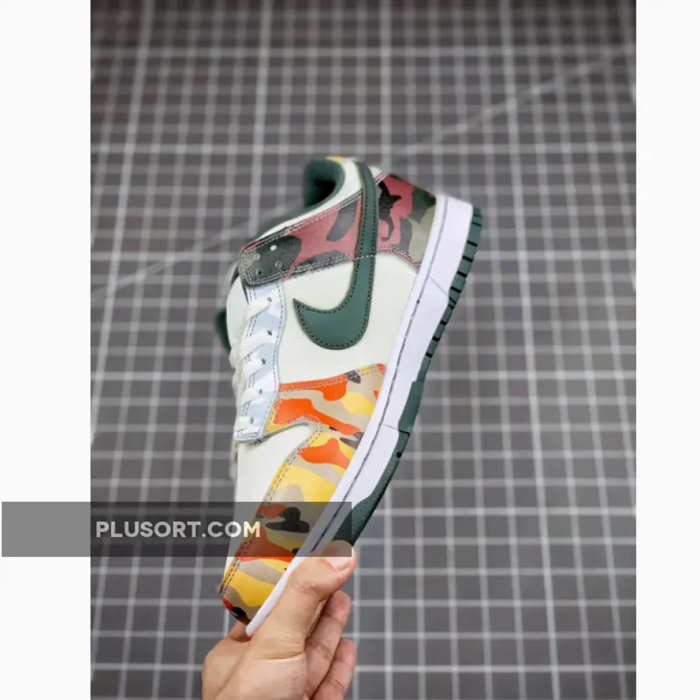 Nike Dunk Low SE ‘Multi Camo’ Sail/Vintage Green-Total Orange DH0957-100
