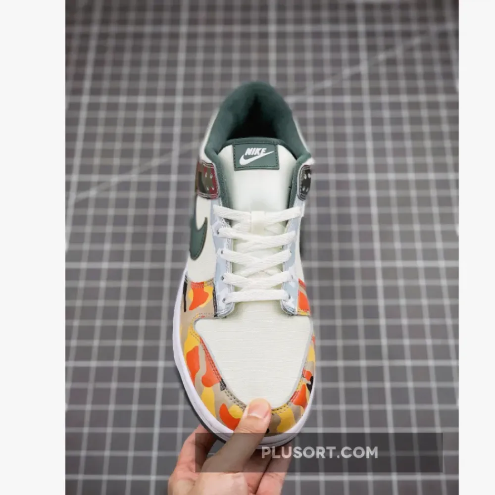 Nike Dunk Low SE ‘Multi Camo’ Sail/Vintage Green-Total Orange DH0957-100