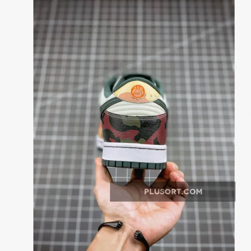 Nike Dunk Low SE ‘Multi Camo’ Sail/Vintage Green-Total Orange DH0957-100