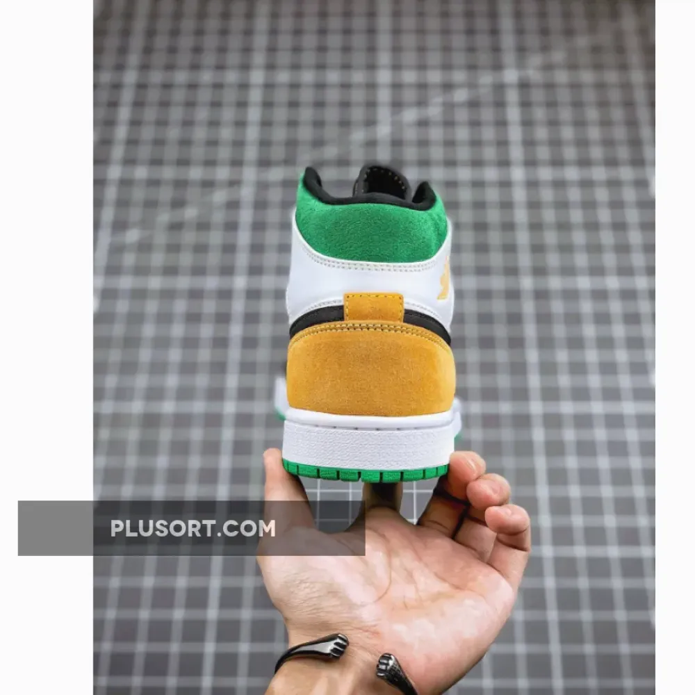 Air Jordan 1 Mid SE “Oakland” White Black Green Yellow 852542-101