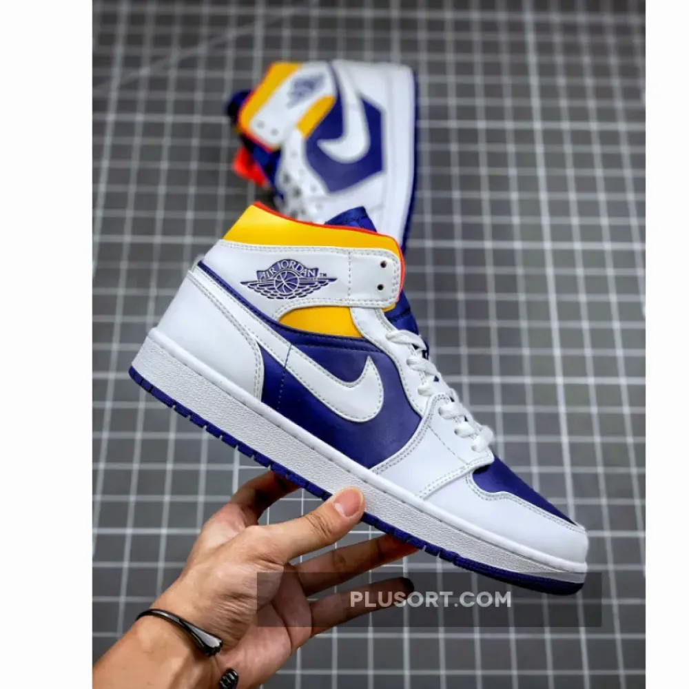 Air Jordan 1 Mid White/Deep Royal Blue-Track Red-Laser Orange 554724-131