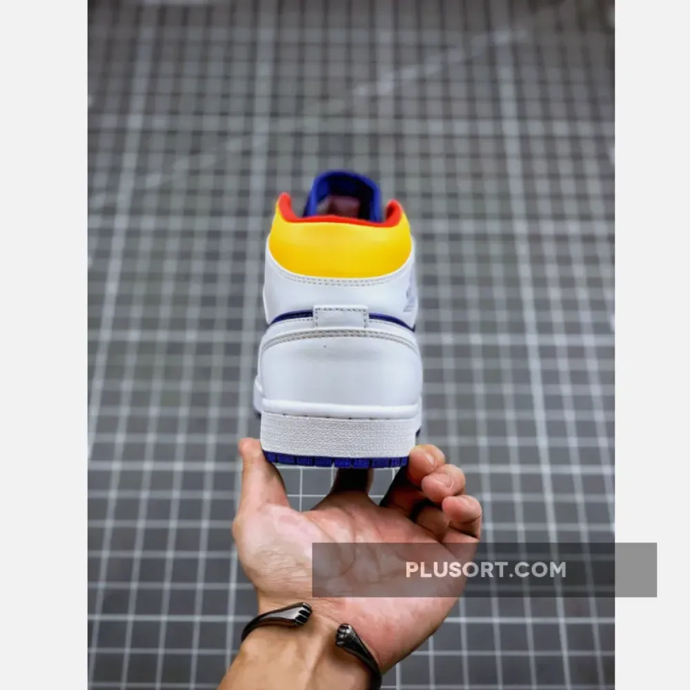 Air Jordan 1 Mid White/Deep Royal Blue-Track Red-Laser Orange 554724-131