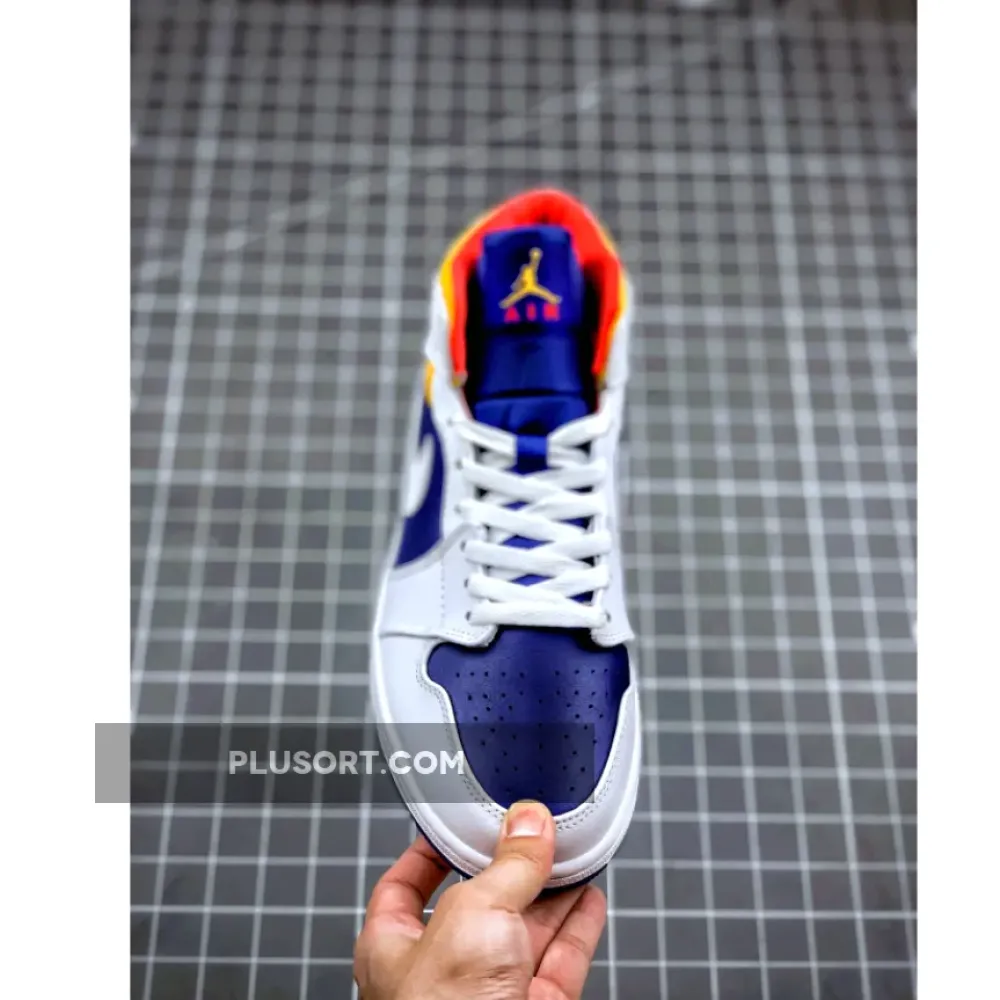 Air Jordan 1 Mid White/Deep Royal Blue-Track Red-Laser Orange 554724-131