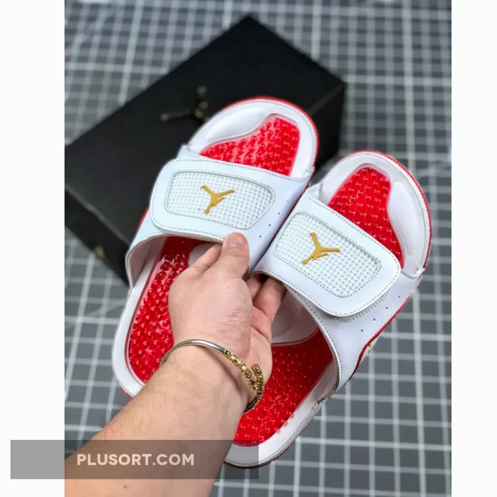 Air Jordan Hydro 13 White Red Gold