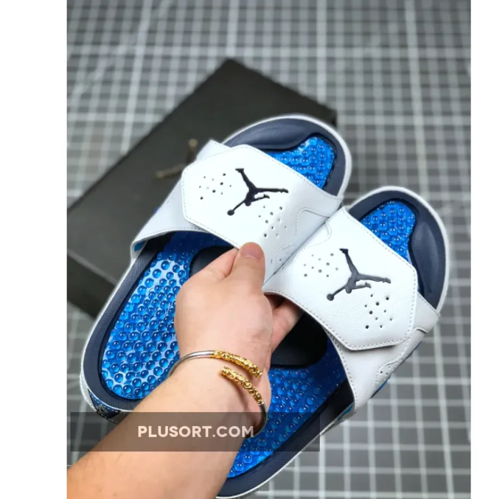 Air Jordan Hydro 5 White/Navy Blue-Royal Blue