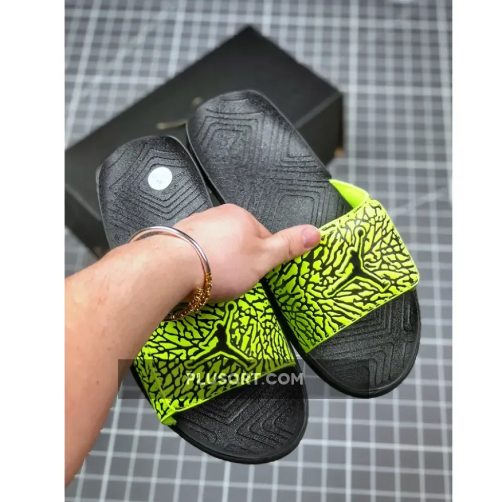 Air Jordan Hydro 7 Black Volt Slippers  BQ6290-700