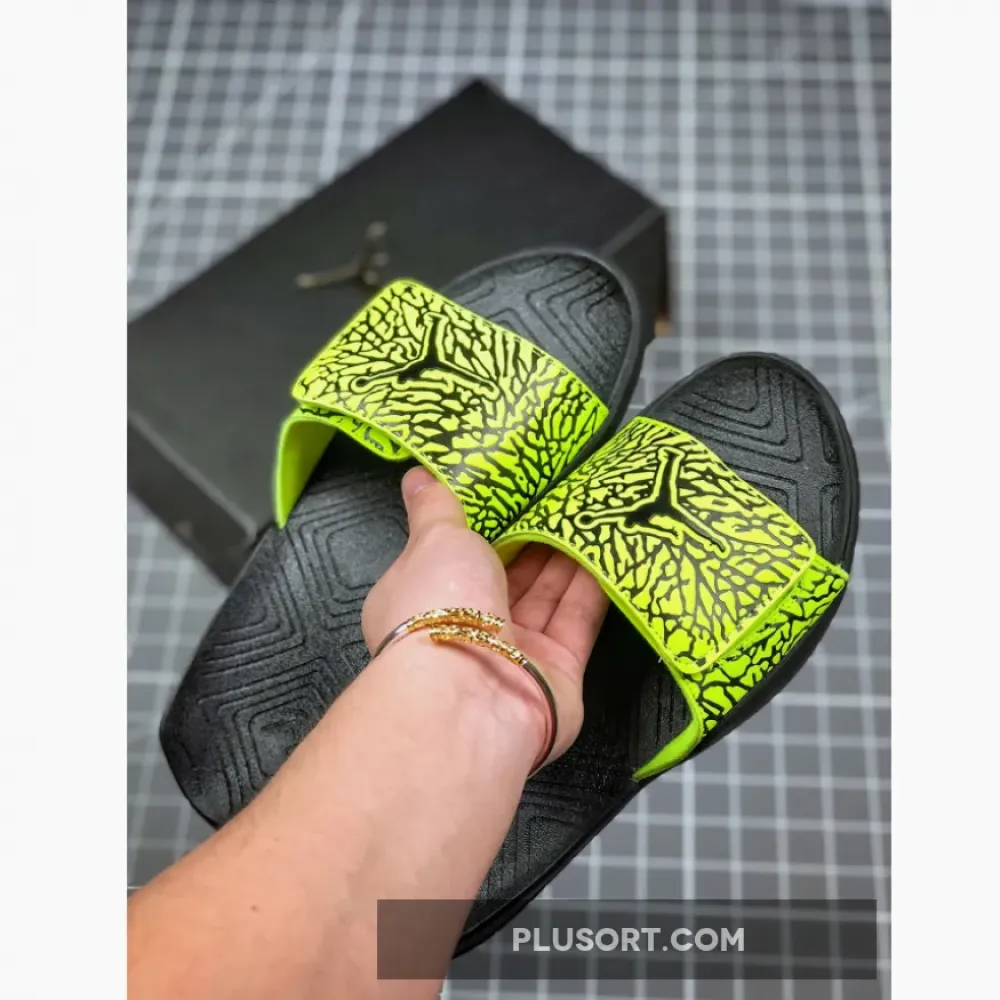 Air Jordan Hydro 7 Black Volt Slippers  BQ6290-700