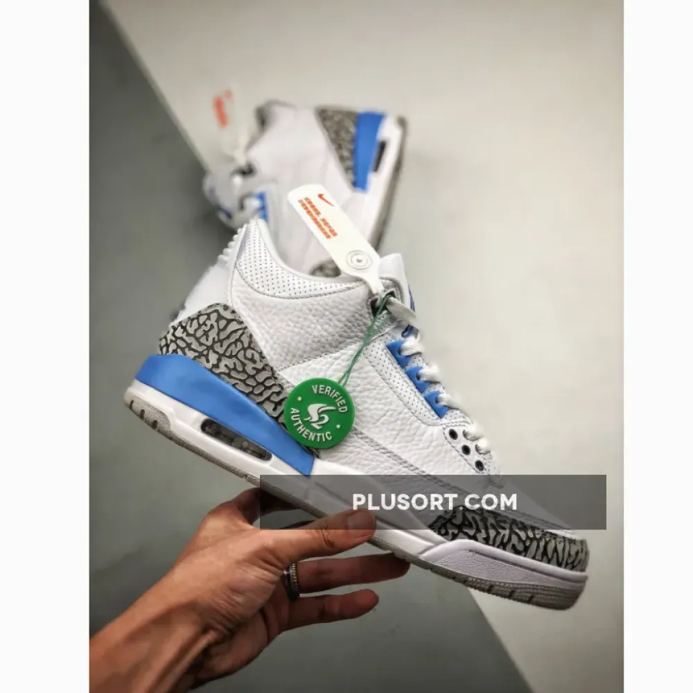 Air Jordan 3 “UNC” White/Valor Blue-Tech Grey  CT8532-104