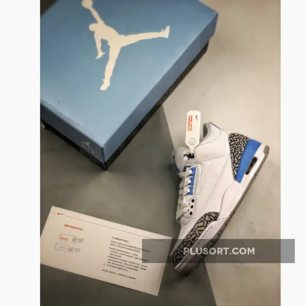 Air Jordan 3 “UNC” White/Valor Blue-Tech Grey  CT8532-104