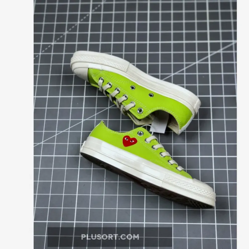 Converse x PLAY CDG Chuck 70 Low Top Acid Lime Green/Egret/High Risk Red 168302C