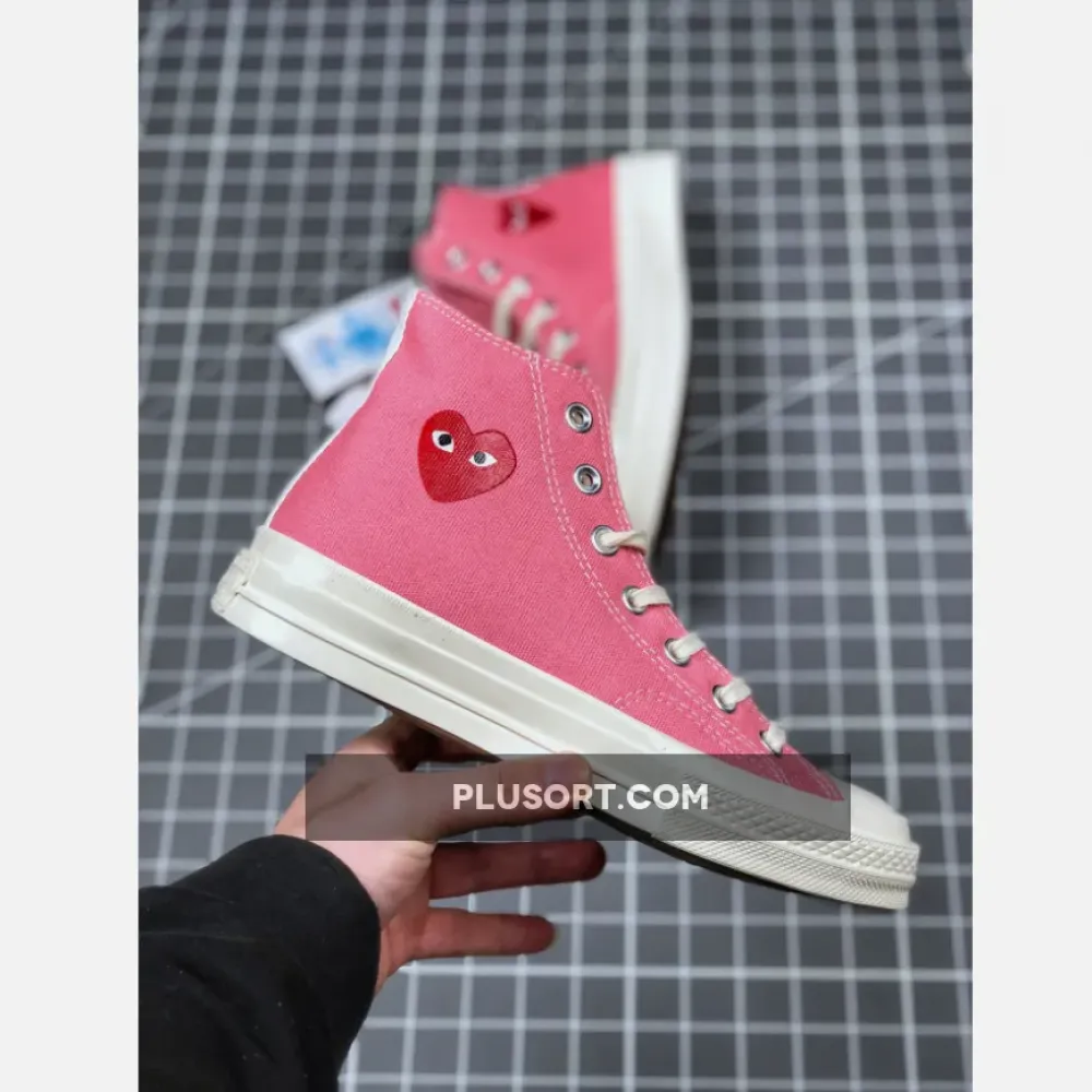 Converse x PLAY CDG Chuck 70 High Top Strawberry Pink/Egret/High Risk Red 168301C