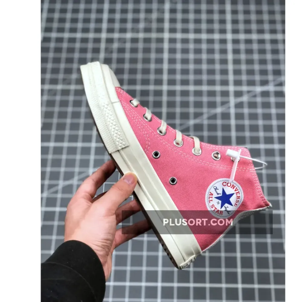 Converse x PLAY CDG Chuck 70 High Top Strawberry Pink/Egret/High Risk Red 168301C