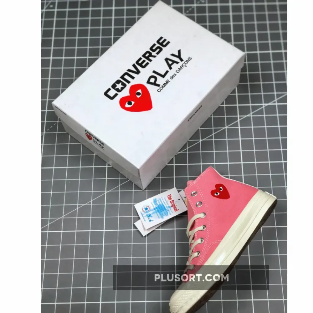 Converse x PLAY CDG Chuck 70 High Top Strawberry Pink/Egret/High Risk Red 168301C