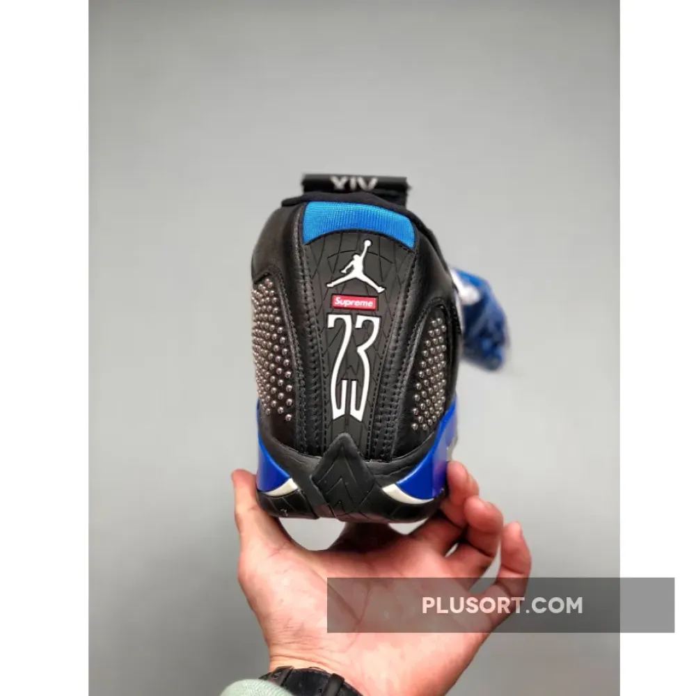 Supreme x Air Jordan 14 Black/Varsity Royal-Chrome BV7630-004