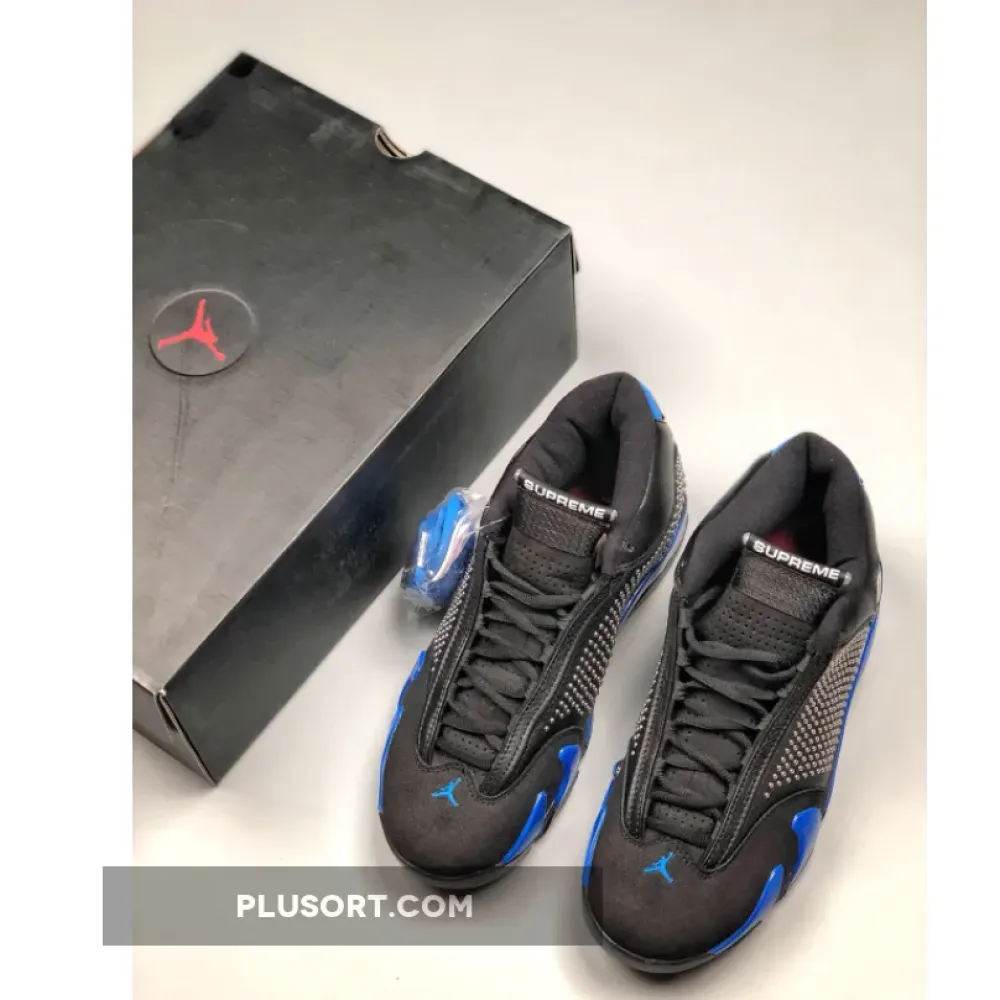Supreme x Air Jordan 14 Black/Varsity Royal-Chrome BV7630-004