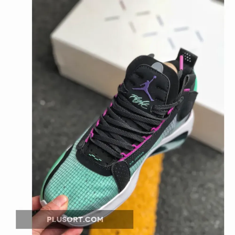 Air Jordan 34 Blue Void/Green Glow-Black-Metallic Silver AR3240-400